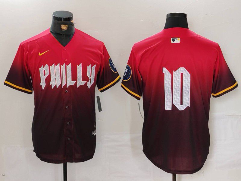 Men Philadelphia Phillies #10 No name Red City Edition 2024 Nike MLB Jersey style 3